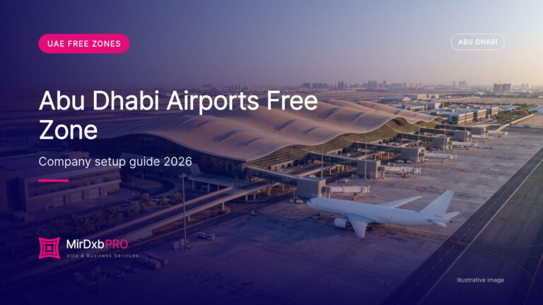 Abu Dhabi Airports Free Zone: illustrative image of the airport terminal and free zone warehouses