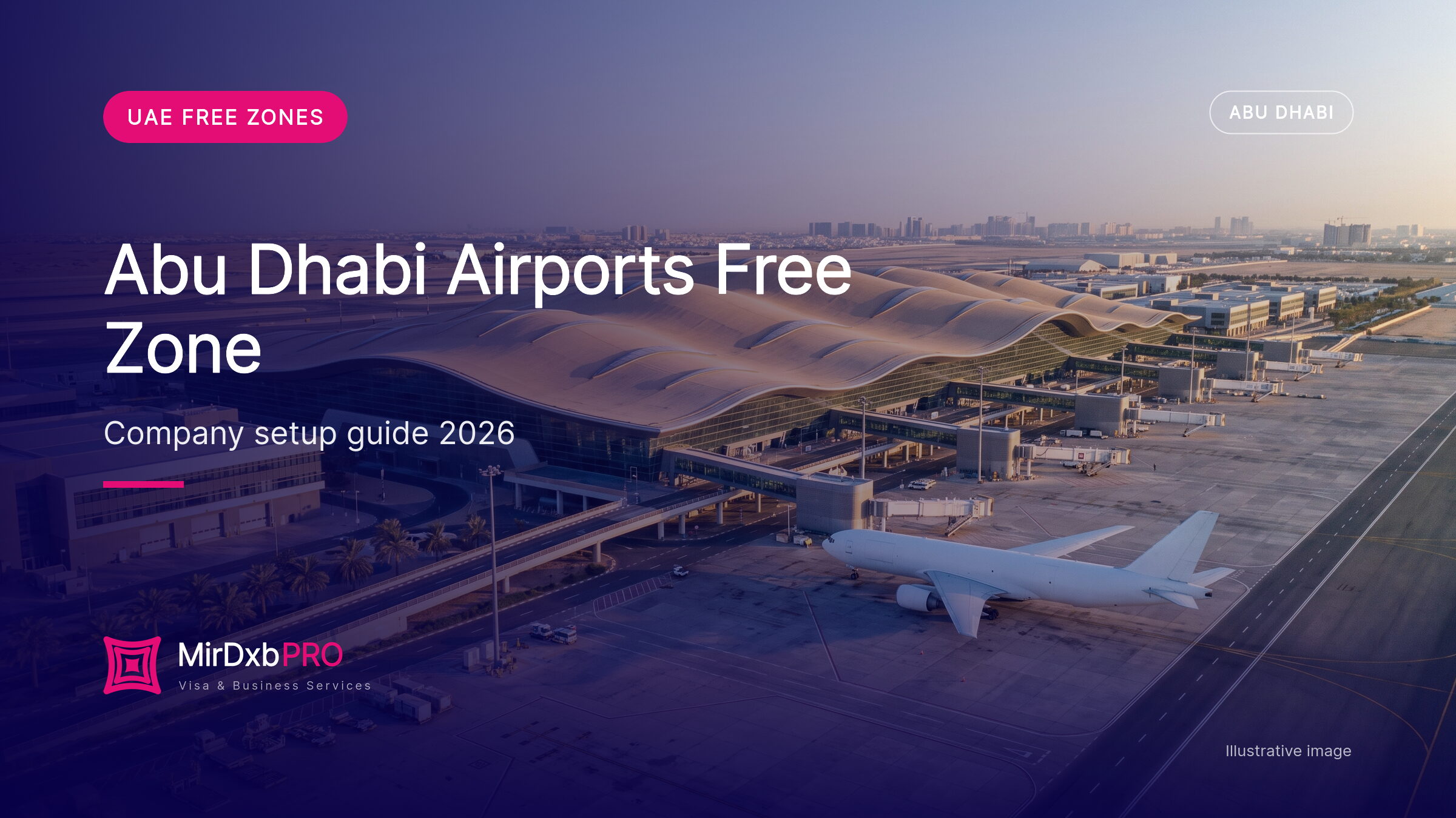 Abu Dhabi Airports Free Zone: illustrative image of the airport terminal and free zone warehouses
