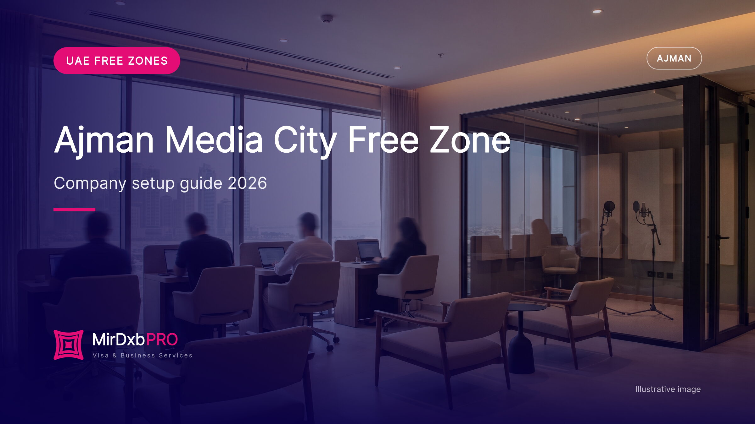 Ajman Media City free zone: illustrative image of a media business centre overlooking the Ajman coast