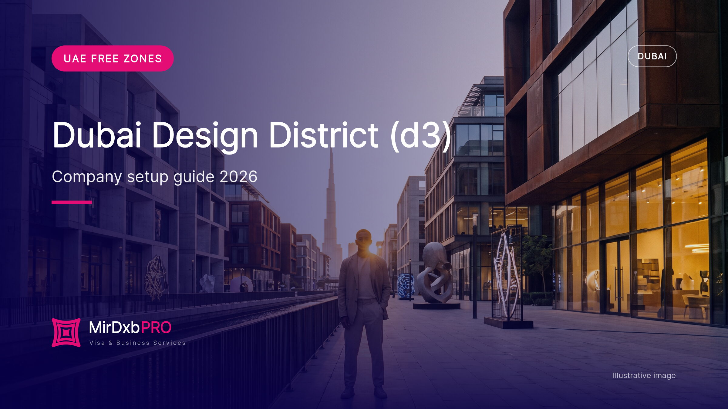 Dubai Design District company setup: illustrative image of the creative district by the canal