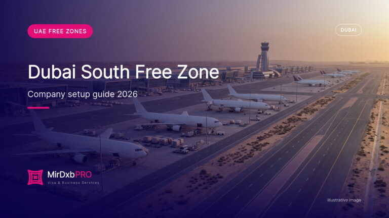 Dubai South free zone company setup: illustrative image of cargo aircraft and logistics warehouses