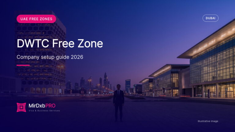 DWTC free zone company setup: illustrative image of Dubai World Trade Centre and exhibition halls