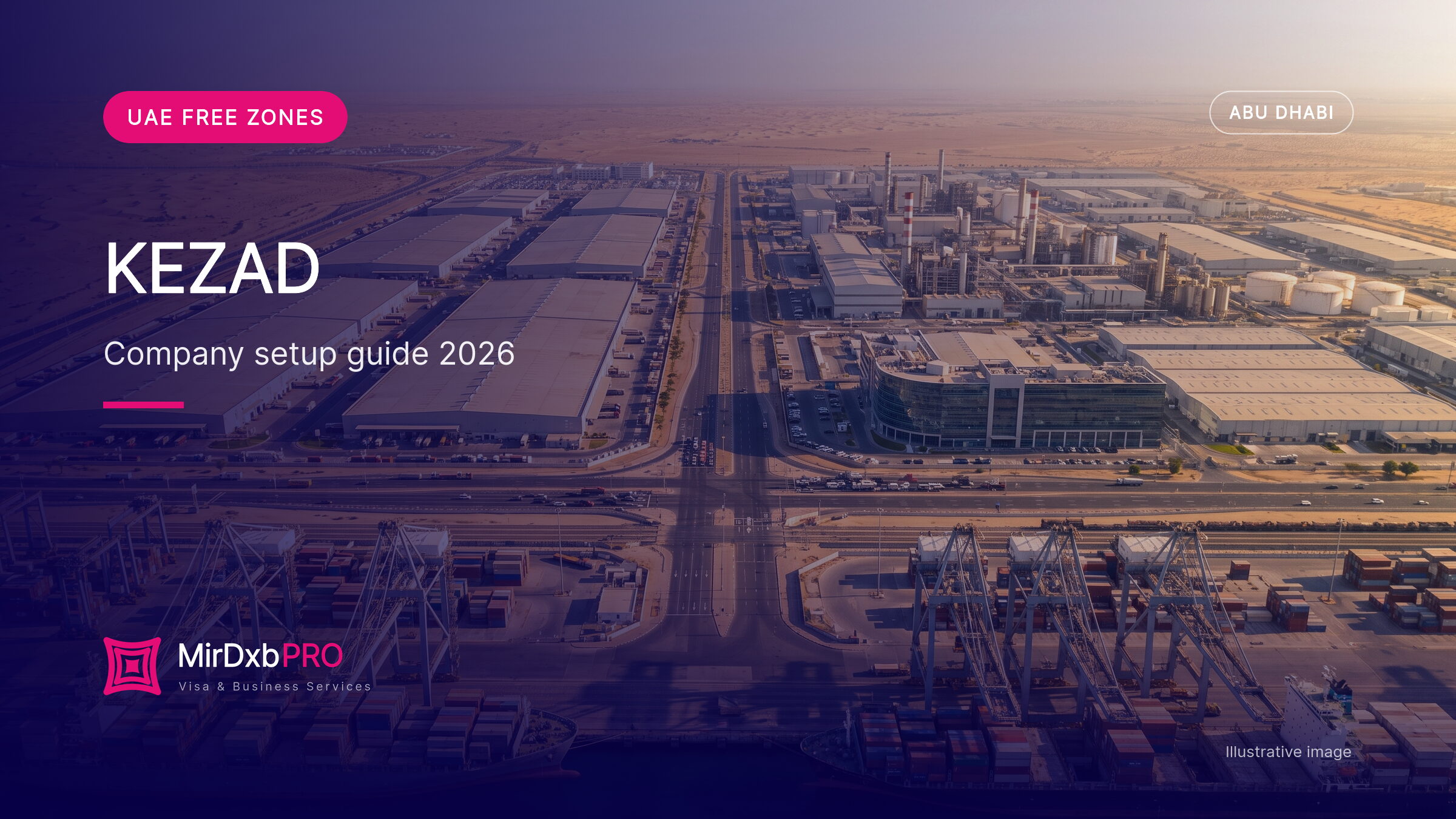 KEZAD company setup: illustrative aerial image of the port-side industrial and logistics zone