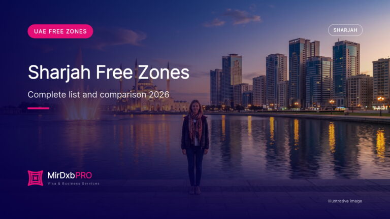 Sharjah free zones: illustrative image of the Sharjah waterfront at dusk