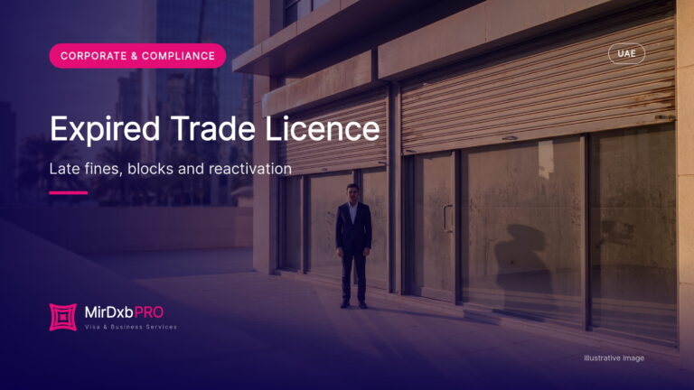 Expired Trade Licence (Dubai) 2026: Late Renewal Fines, What It Blocks, Dormant Licences, Reactivation and Closing Properly (illustrative photo)